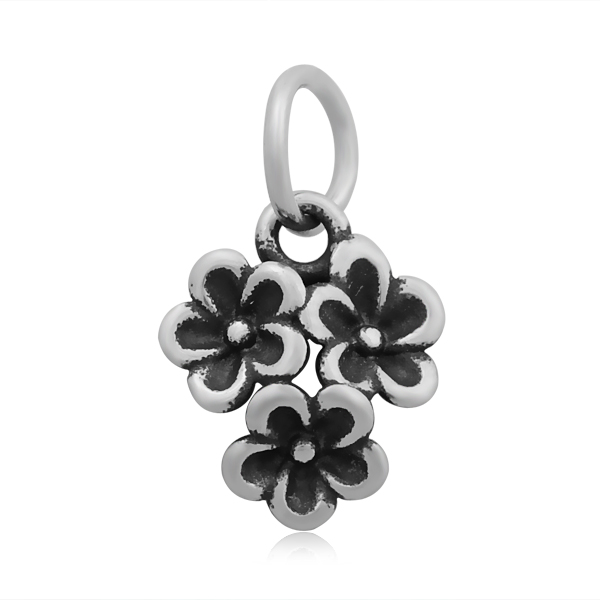PandaHall Flower 316 Stainless Steel Pendants, Antique Silver, 14x12x2mm, Hole: 5mm Stainless Steel Flower