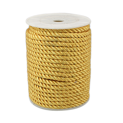 PandaHall Twisted Nylon Thread, Gold, 5mm, about 18~19yards/roll(16.4m~17.3m/roll) Nylon Gold