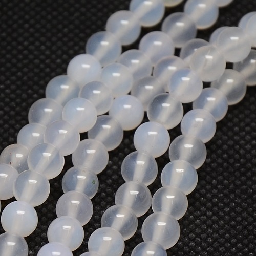 PandaHall Natural Agate Round Beads Strands, Dyed, White, 4mm, Hole: 1mm; about 106pcs/strand, 15.35" Natural Agate Round White