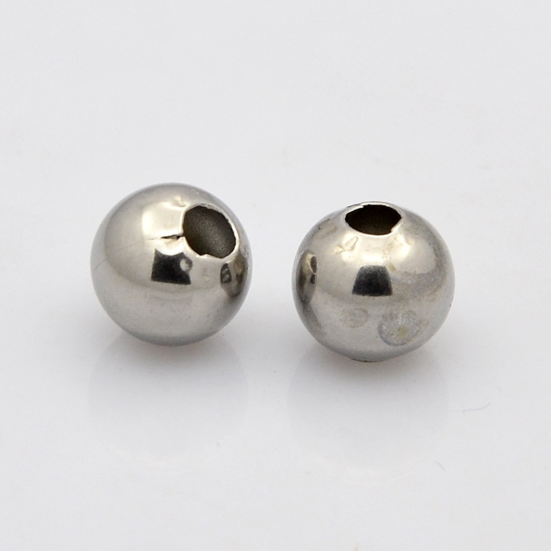 PandaHall 304 Stainless Steel Round Spacer Beads, Stainless Steel Color, 3x2mm, Hole: 1.2mm Stainless Steel Round