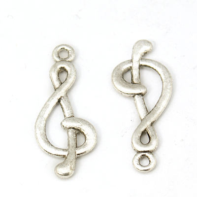 PandaHall Tibetan Style Treble Clef Pendant, Lead Free and Cadmium Free, Antique Silver, about 27mm long, 11mm wide, 2mm thick, hole: 2mm...
