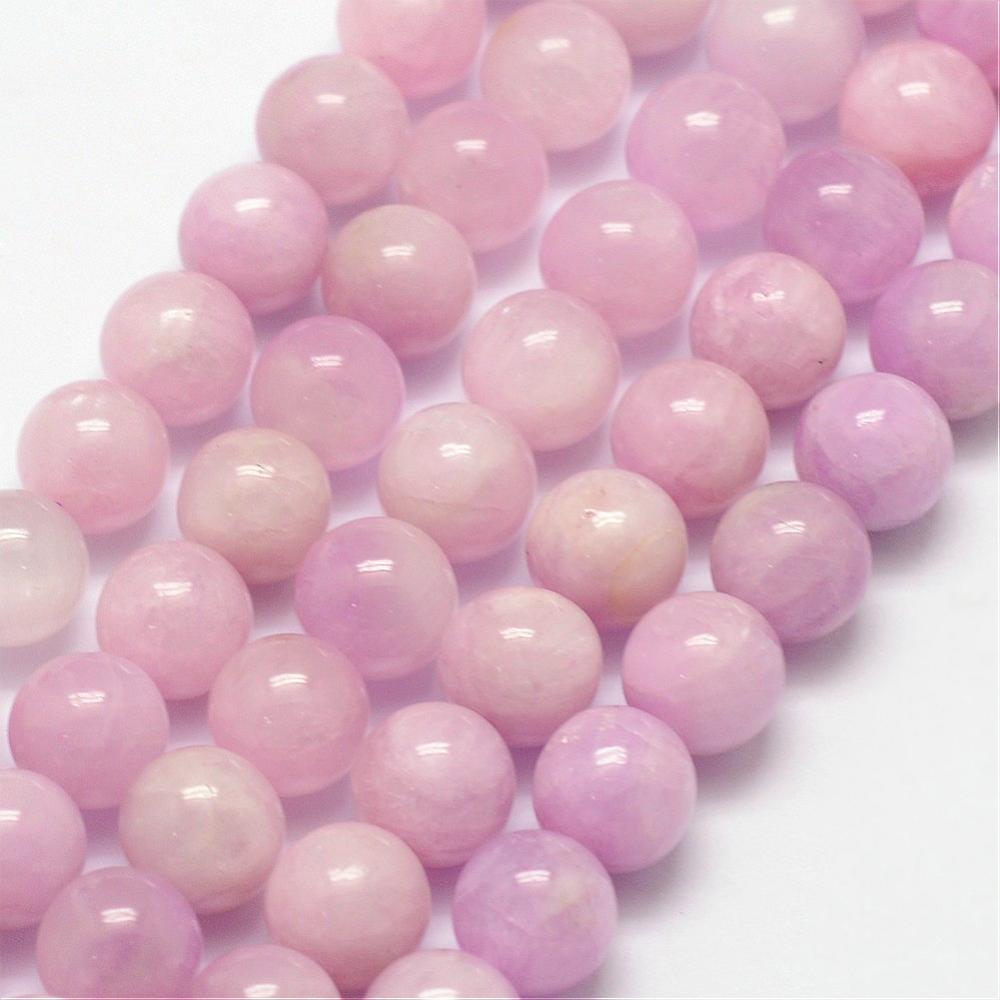 PandaHall Natural Kunzite Beads Strands, Round, 8mm, Hole: 1mm; about 49pcs/strand, 15.7" Kunzite Round Pink