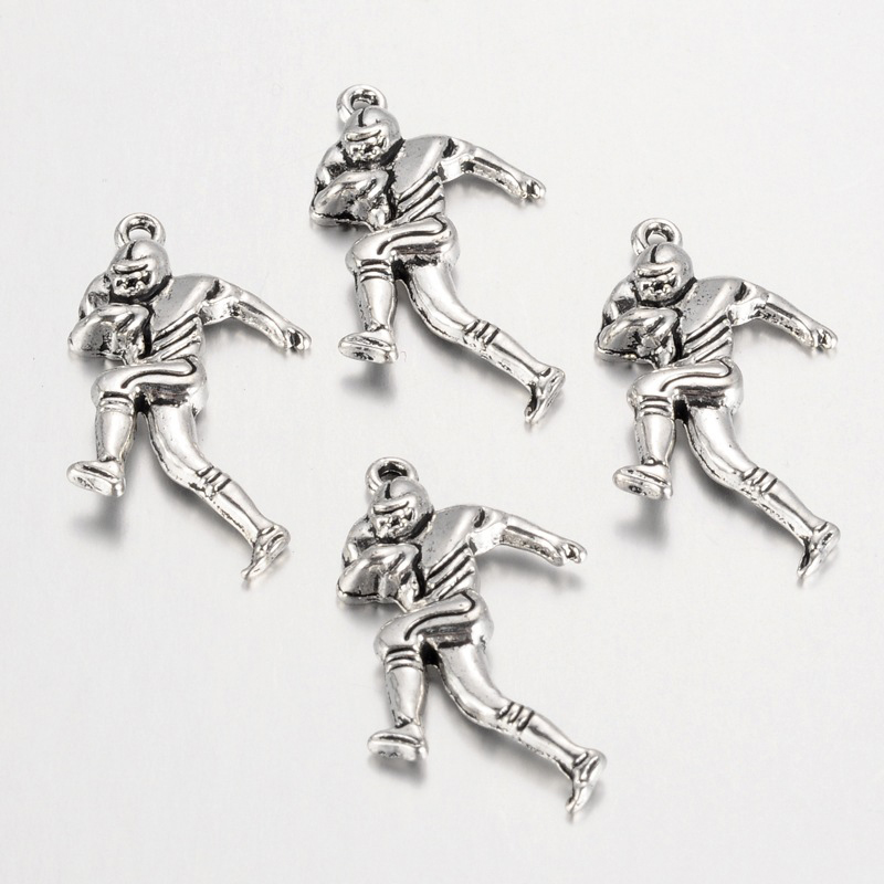 PandaHall Tibetan Style Alloy Human Pendants, Player, Lead Free & Cadmium Free, Antique Silver, 29x15x3mm, Hole: 1.5mm; about 636pcs/1000g...
