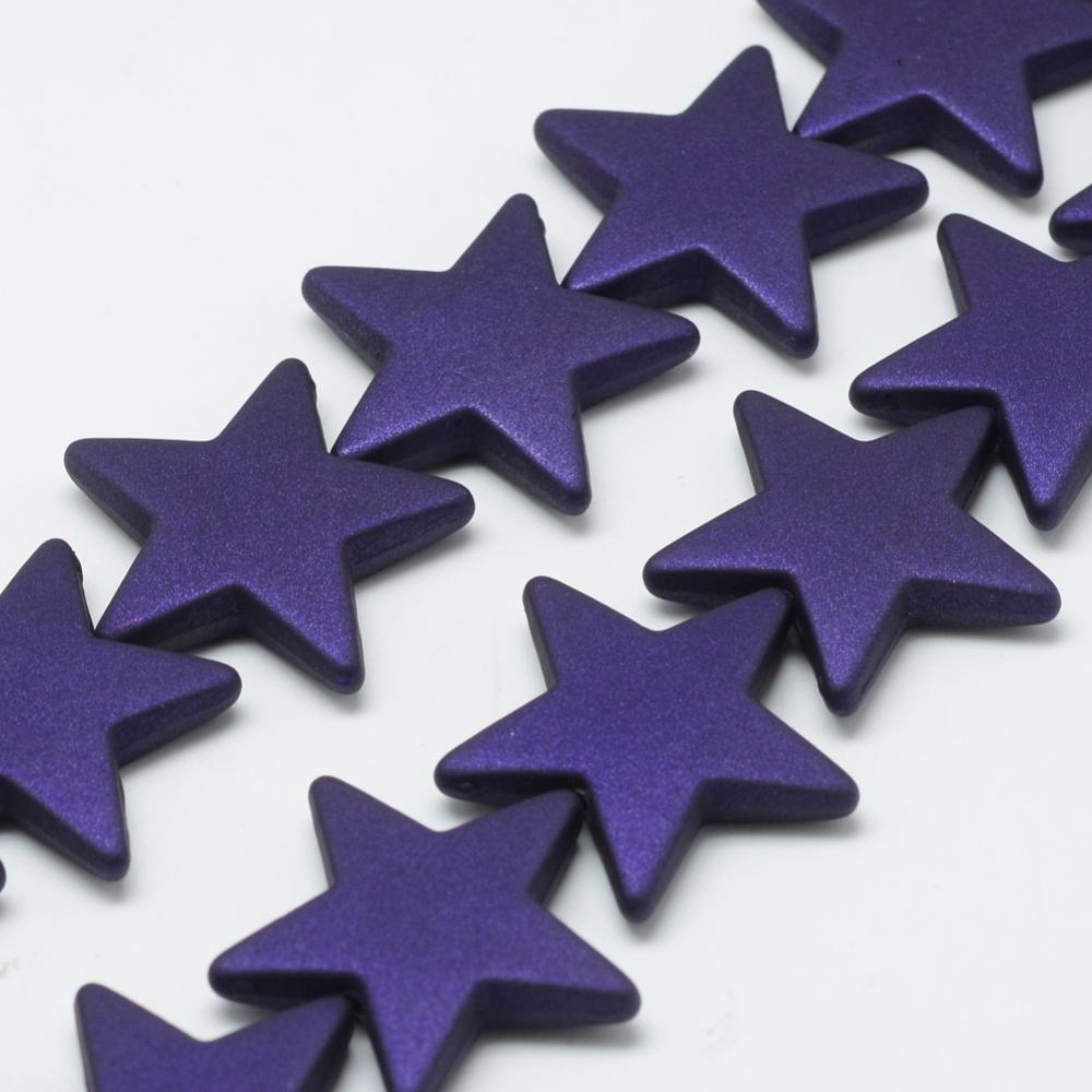 PandaHall Rubberized Style Acrylic Beads Strands, Star, DarkSlateBlue, 26x27.5x5.5mm, Hole: 1.5mm Acrylic Star Blue