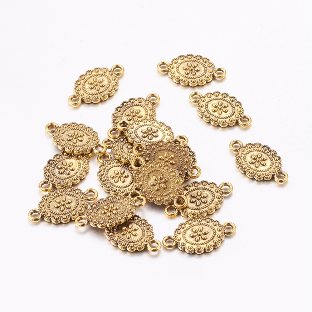 PandaHall Alloy Chandelier Components, Nickel Free, Oval, Antique Golden Color, Size: about 18mm long,11mm wide, 2mm thick, hole: 2mm Alloy...