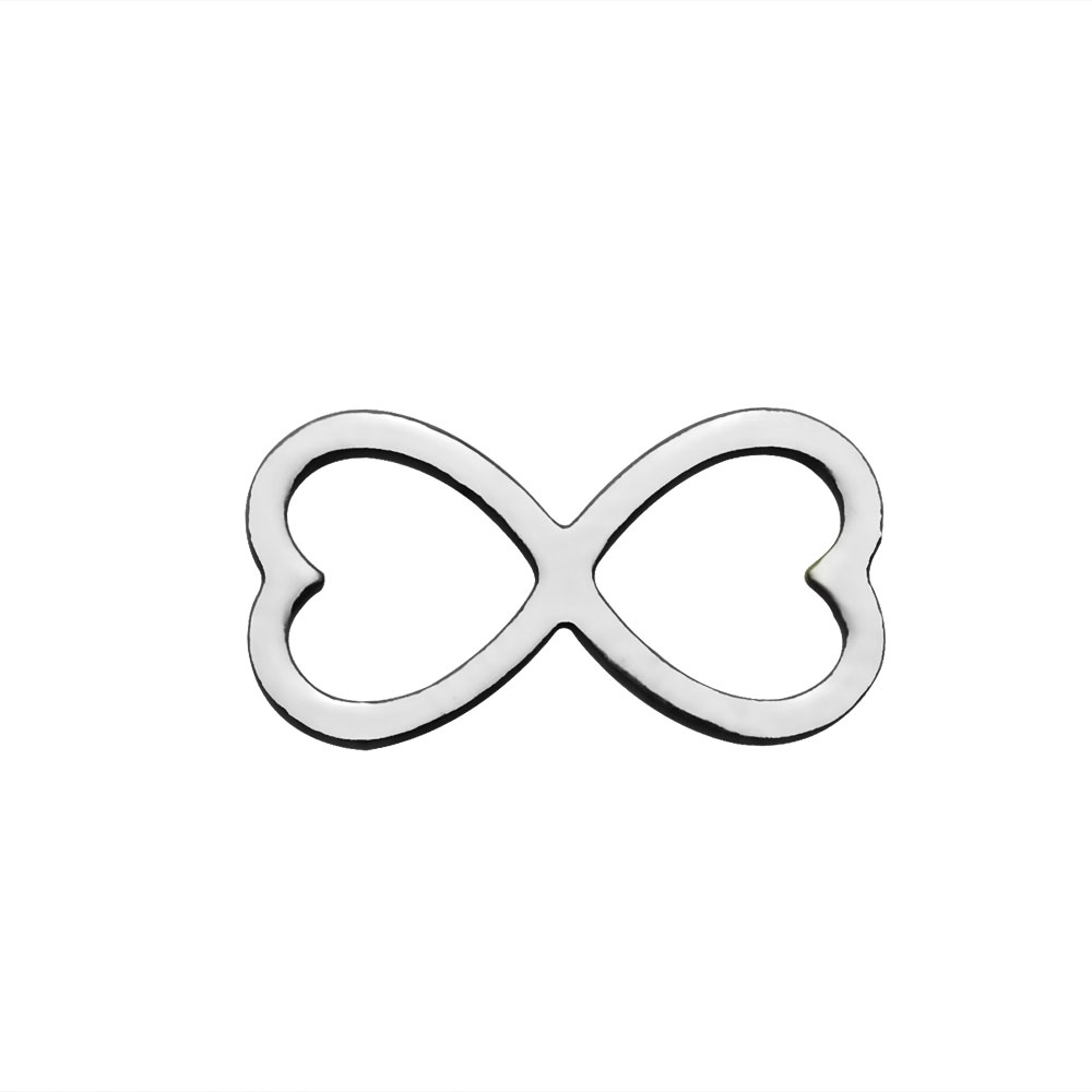 PandaHall 304 Stainless Steel Charms, Double Heart, Stainless Steel Color, 7x14x1.2mm Stainless Steel Heart