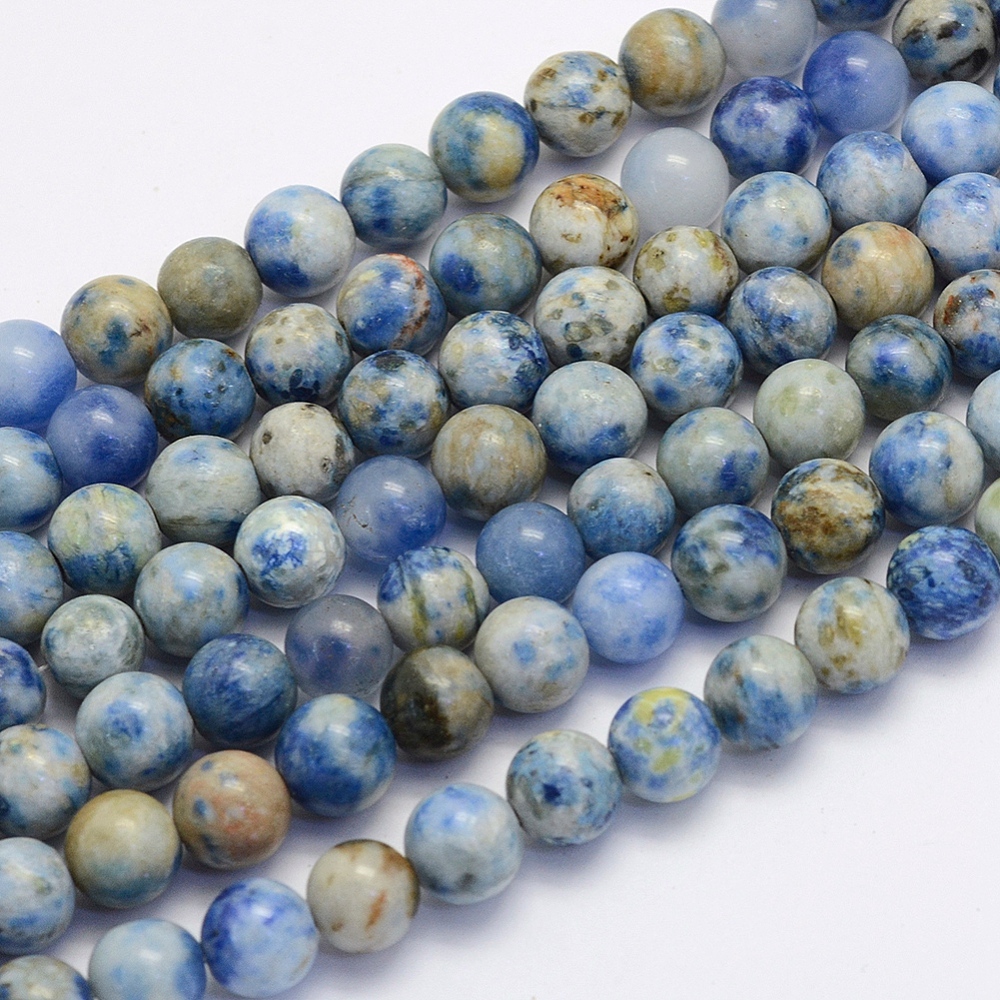 PandaHall Natural Crazy Agate Beads Strands, Round, Dyed & Heated, CornflowerBlue, 8~8.5mm, Hole: 1mm; about 47pcs/strand, 14.9''(38cm)...