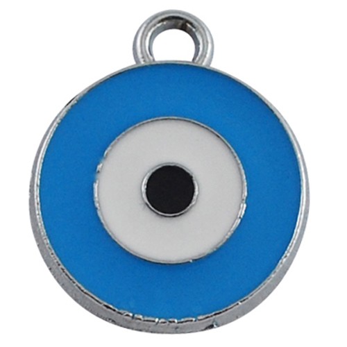 PandaHall DodgerBlue Enamel Zinc Alloy Pendants, Flat Round, Platinum Metal Color, Lead Free and Cadmium Free, 21x16x2mm, Hole: 2mm...