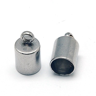 PandaHall 304 Stainless Steel Cord Ends, 8.7x4.5mm, Hole: 1mm; 4mm Inner Diameter Stainless Steel