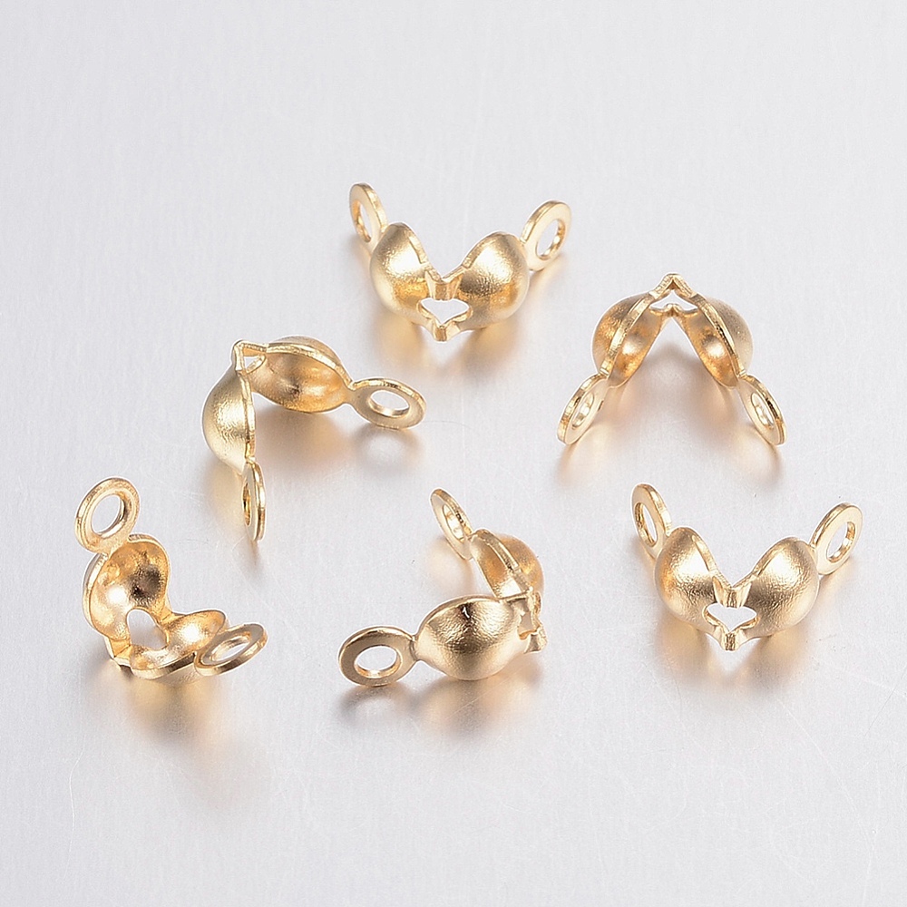 PandaHall 304 Stainless Steel Bead Tips, Golden, 7.5x4x3.5mm, Hole: 1.5mm; Inner Diameter: 3.5mm Stainless Steel