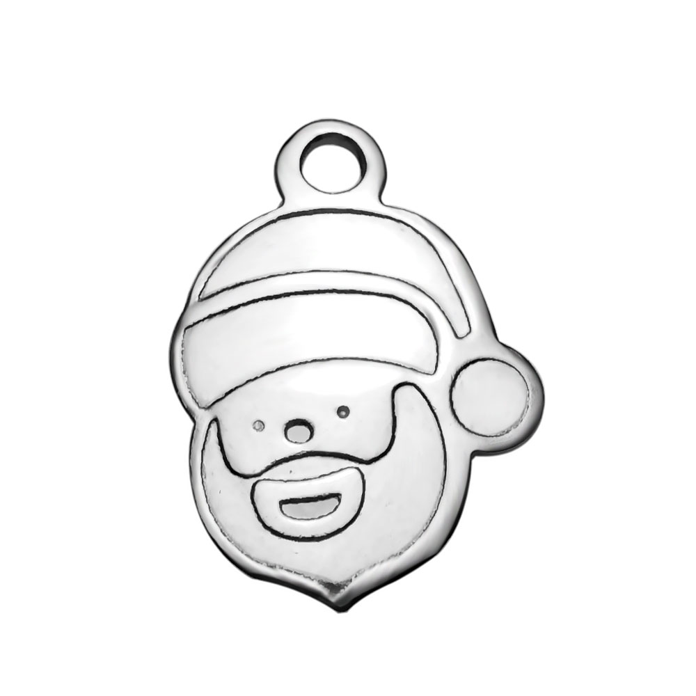 PandaHall 304 Stainless Steel Charms, Christmas Santa Claus, Stainless Steel Color, 14.5x10.6x1.5mm, Hole: 5mm Stainless Steel Human