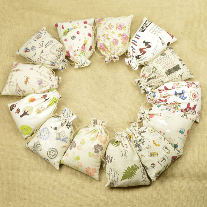 PandaHall Cloth Packing Pouches Drawstring Bags, Rectangle, Mixed Color, 13.5~14x9.5~10cm Cloth Multicolor