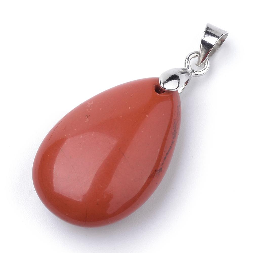 PandaHall Natural Red Jasper Pendants, with Alloy Findings, Drop, Platinum, 23~24x14x8mm, Hole: 4x5mm Red Jasper Drop