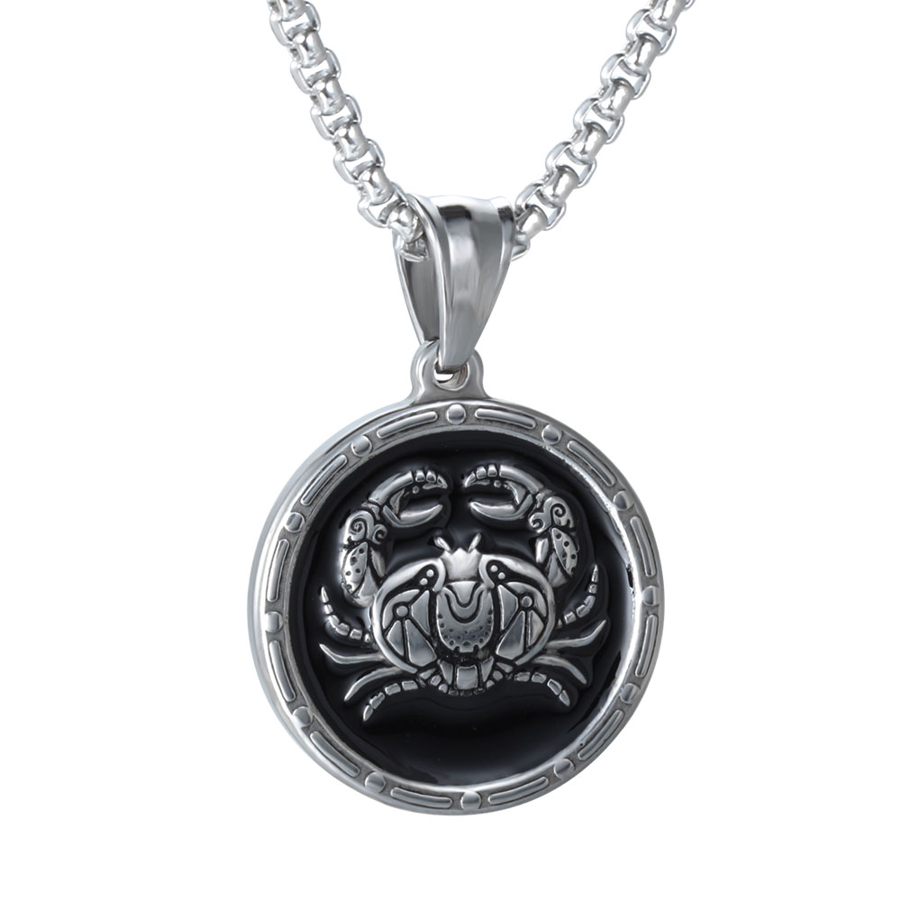 PandaHall 304 Stainless Steel Enamel Pendants, Constellation/Zodiac Sign, Cancer, 27x24x3mm, Hole: 5x7mm Stainless Steel+Enamel...