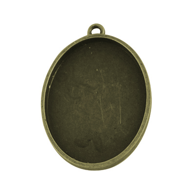 PandaHall Alloy Pendant Cabochon Settings, Lead Free & Nickel Free, Oval, Antique Bronze, Tray: 40x30mm; 48x34x3.5mm, Hole: 3mm Alloy Oval