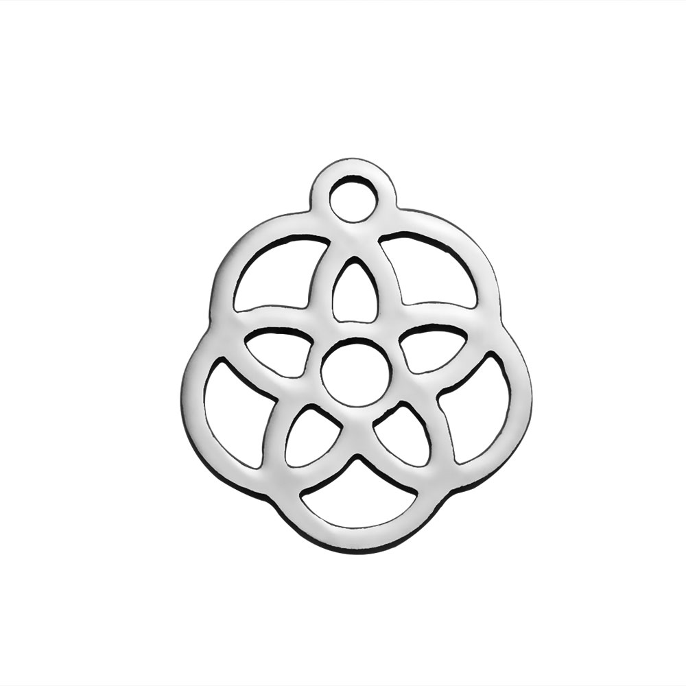 PandaHall 304 Stainless Steel Charms, Flower, Stainless Steel Color, 13.5x12x1.2mm, Hole: 1.5mm Stainless Steel Flower