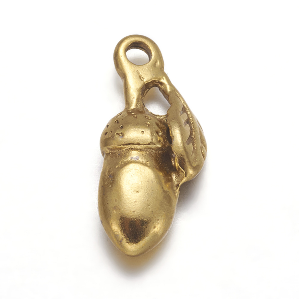 PandaHall Metal Alloy Pendants, Lead Free and Cadmium Free, Acorns, Antique Golden, 16x6x5mm, hole: 2mm Alloy Fruit