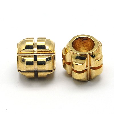 PandaHall 304 Stainless Steel Beads, Column, Golden, 11x10.5mm, Hole: 6mm Stainless Steel Column