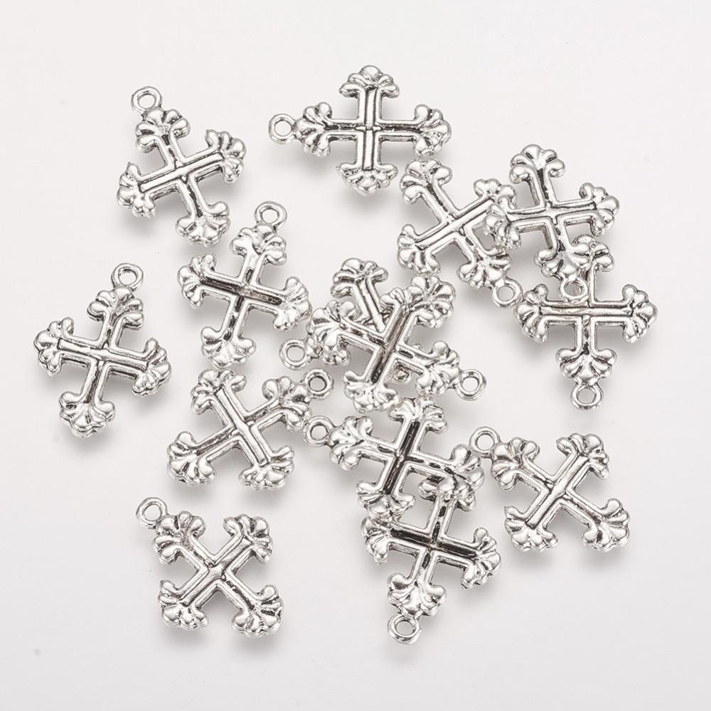 PandaHall Tibetan Style Gothic Pendant, Lead Free and Cadmium Free, Antique Silver, Cross, 20mm long, 15mm wide, 2mm thick hole: 2mm Alloy...