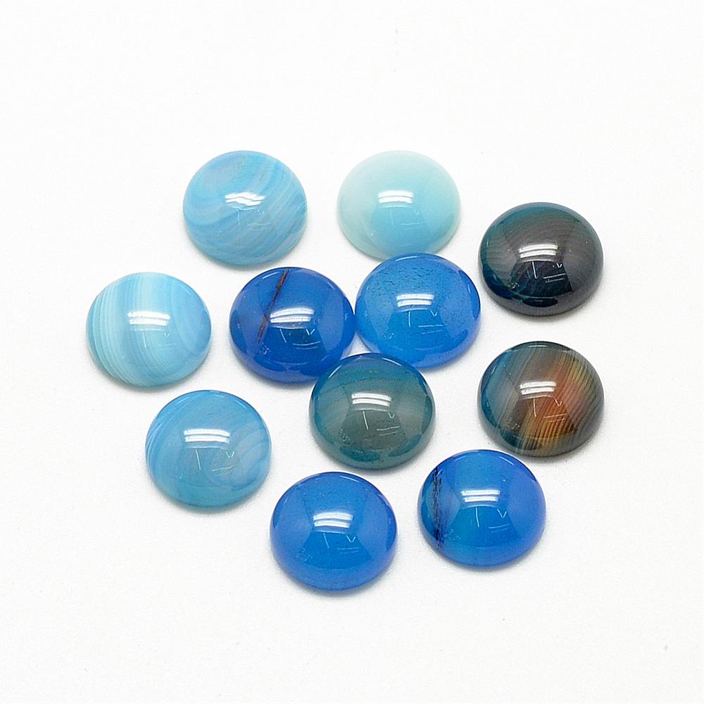 PandaHall Natural Agate Cabochons, Dyed, Half Round/Dome, RoyalBlue, 12x5mm Agate Half Round Blue