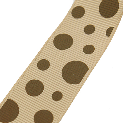 PandaHall Tan and Camel Garment Accessories 3/8"(10mm) Dots Printed Grosgrain Ribbon Polyester Orange