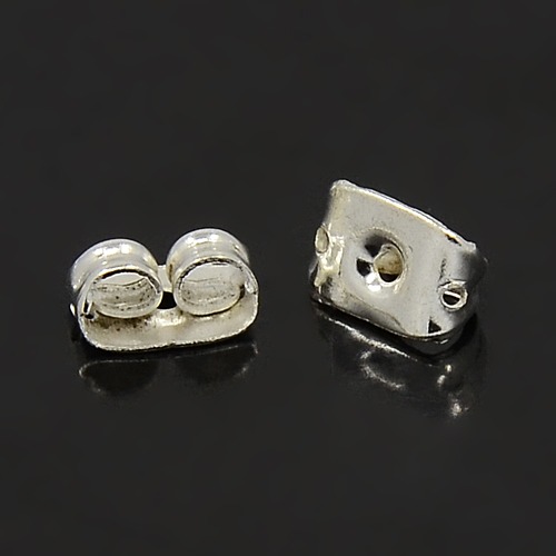 PandaHall Iron Ear Nuts, Silver, 5x3.5mm, Hole: 1.5mm Iron