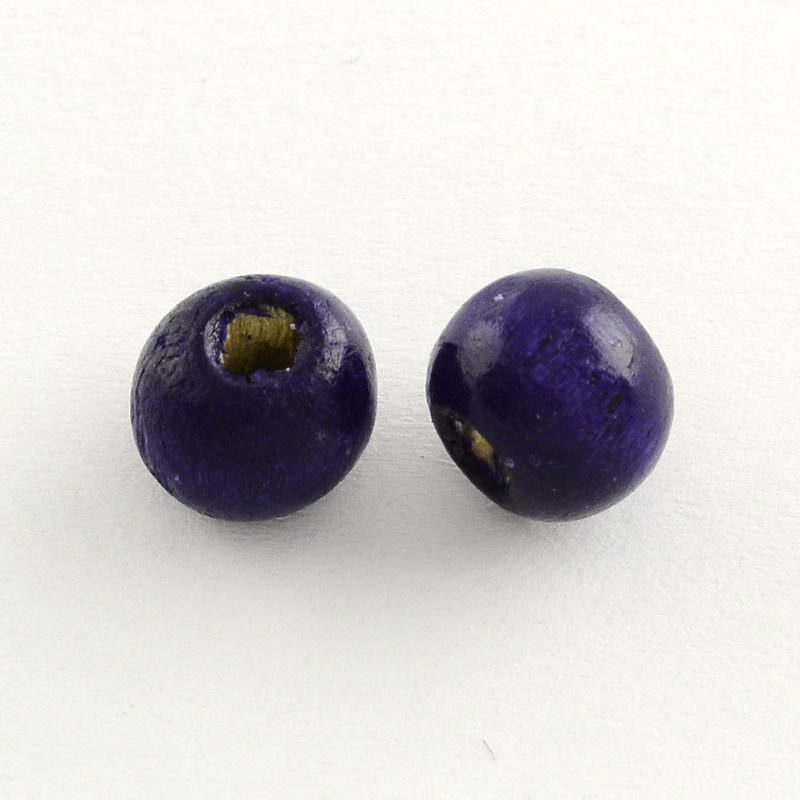 PandaHall Dyed Wood Beads, Round, Lead Free, Indigo, 10x9mm, Hole: 3mm; about 3000pcs/1000g Wood Round Purple