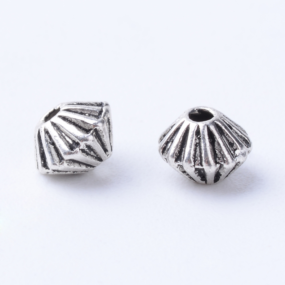 PandaHall Tibetan Style Alloy Bead Spacers, Bicone, Cadmium Free & Nickel Free & Lead Free, Antique Silver, 5x4mm, Hole: 1mm; about...