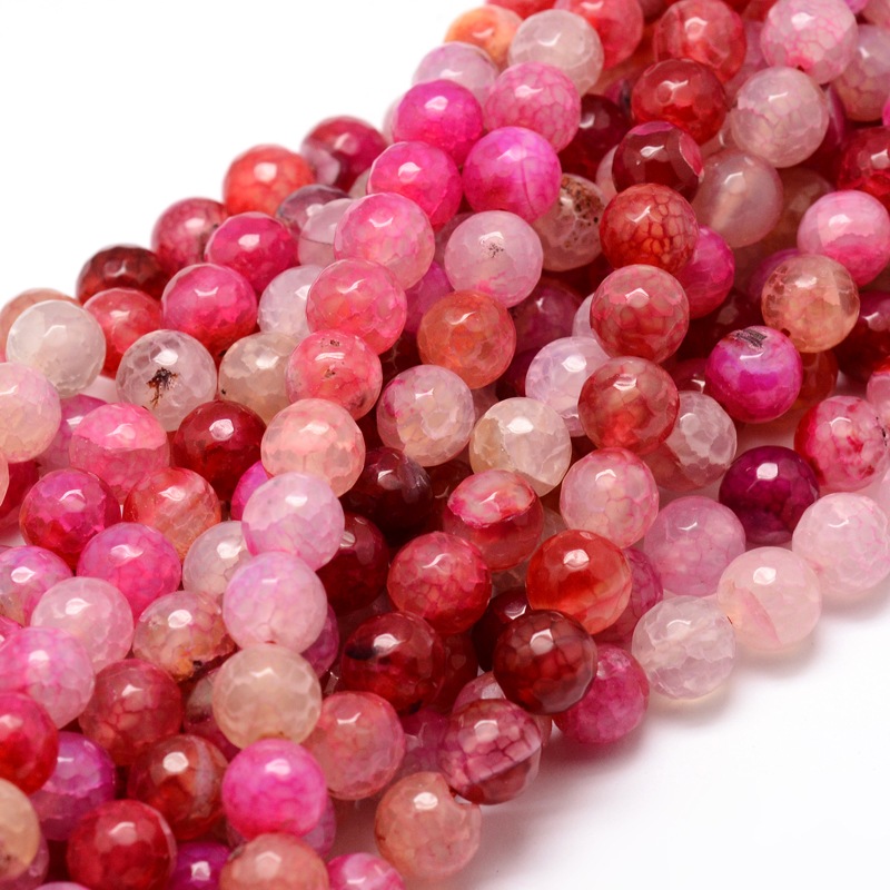 PandaHall Dyed Natural Agate Faceted Round Beads Strands, Colorful, 8mm, Hole: 1mm; about 48pcs/strand, 15.3" Natural Agate Round