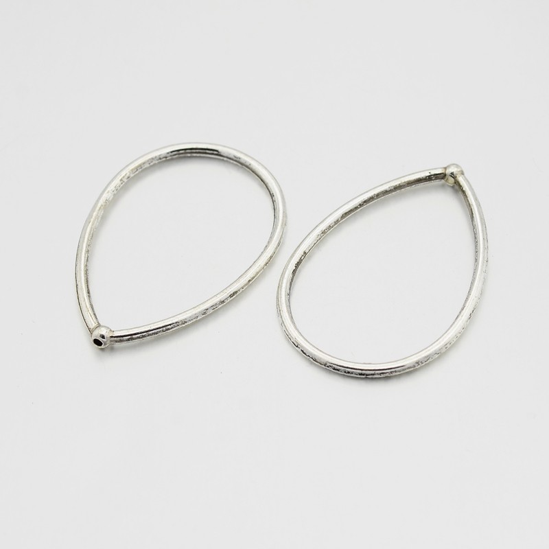 PandaHall Tibetan Silver Pendants, Drop, Lead Free and Nickel Free and Cadmium Free, Antique Silver, 44.5x33mm, Hole: 1mm Alloy Drop