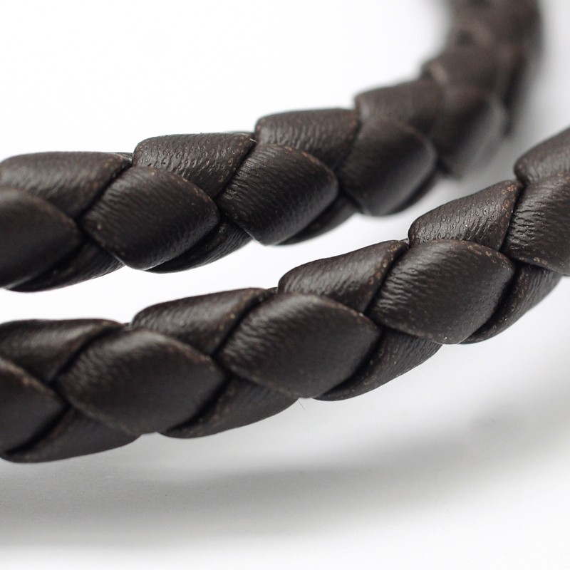 PandaHall Braided Imitation Leather Cord, CoconutBrown, 5~6mm; about 10yards/roll Imitation Leather Brown