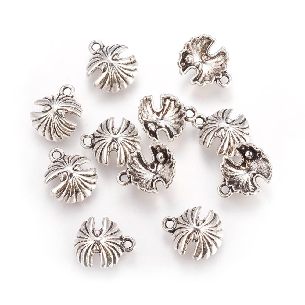 PandaHall Tibetan Style Antique Silver Alloy Shell Pendants, Lead Free & Nickel Free, Size: about 15mm long, 14mm wide, 7mm thick, hole: 1mm...