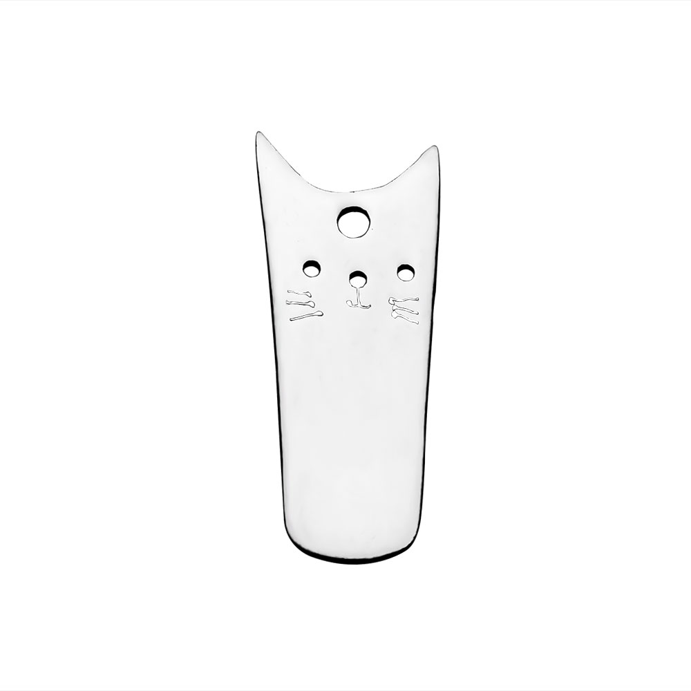 PandaHall 304 Stainless Steel Pendants, Cat, Stainless Steel Color, 20x8x1.1mm, Hole: 1mm Stainless Steel Cat