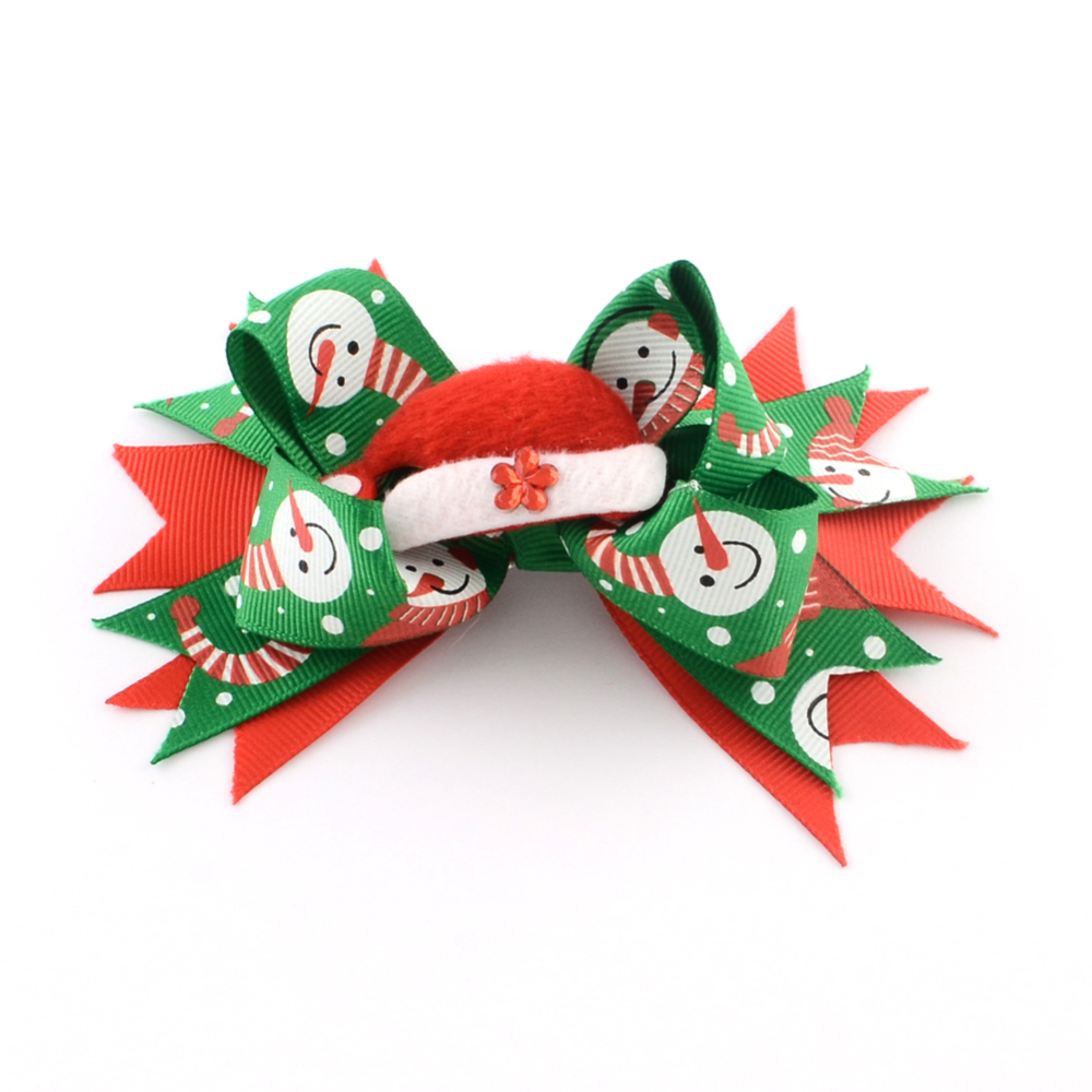 PandaHall Christmas Grosgrain Bowknot Alligator Hair Clips, with Iron Clips, Green, Platinum, 95x130mm; clip: 56x8mm Polyester Green