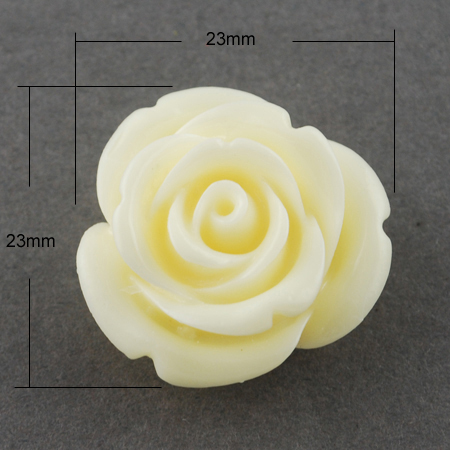 PandaHall Flower Resin Beads, FloralWhite, 23x23x12mm, Hole: 2mm Resin Flower Ivory