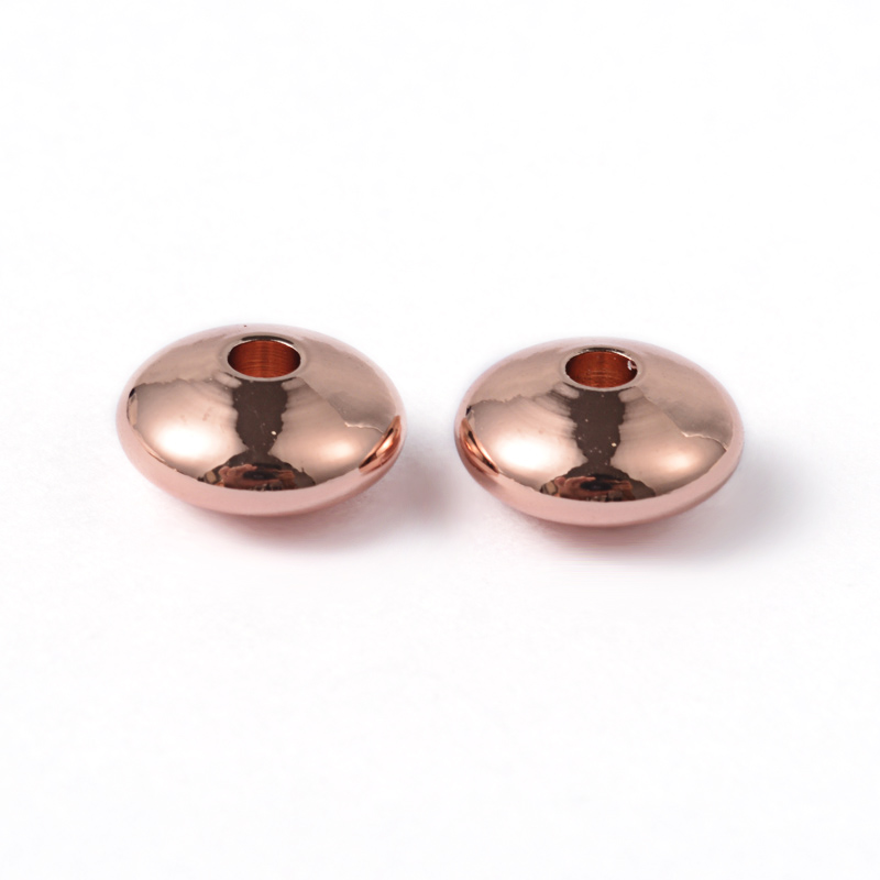 PandaHall Disc 304 Stainless Steel Beads, Rose Gold, 8x4mm, Hole: 2mm Stainless Steel Disc