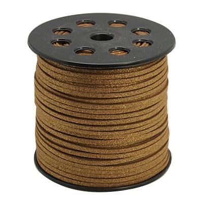 PandaHall Glitter Powder Faux Suede Cord, Faux Suede Lace, DarkGoldenrod, 3mm; 100yards/roll Suede Gold