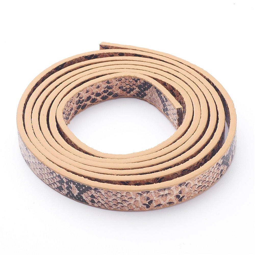 PandaHall PU Leather Cord, Imitation Snake Skin, Tan, 10x2mm; about 1.2m/strand Imitation Leather Orange