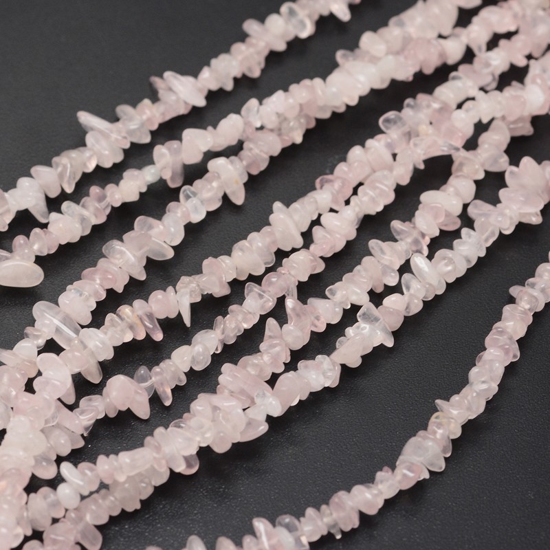 PandaHall Chips Natural Rose Quartz Beads Strands, 3~8x3~12x3~5mm, Hole: 1mm; about 32" Rose Quartz Chip