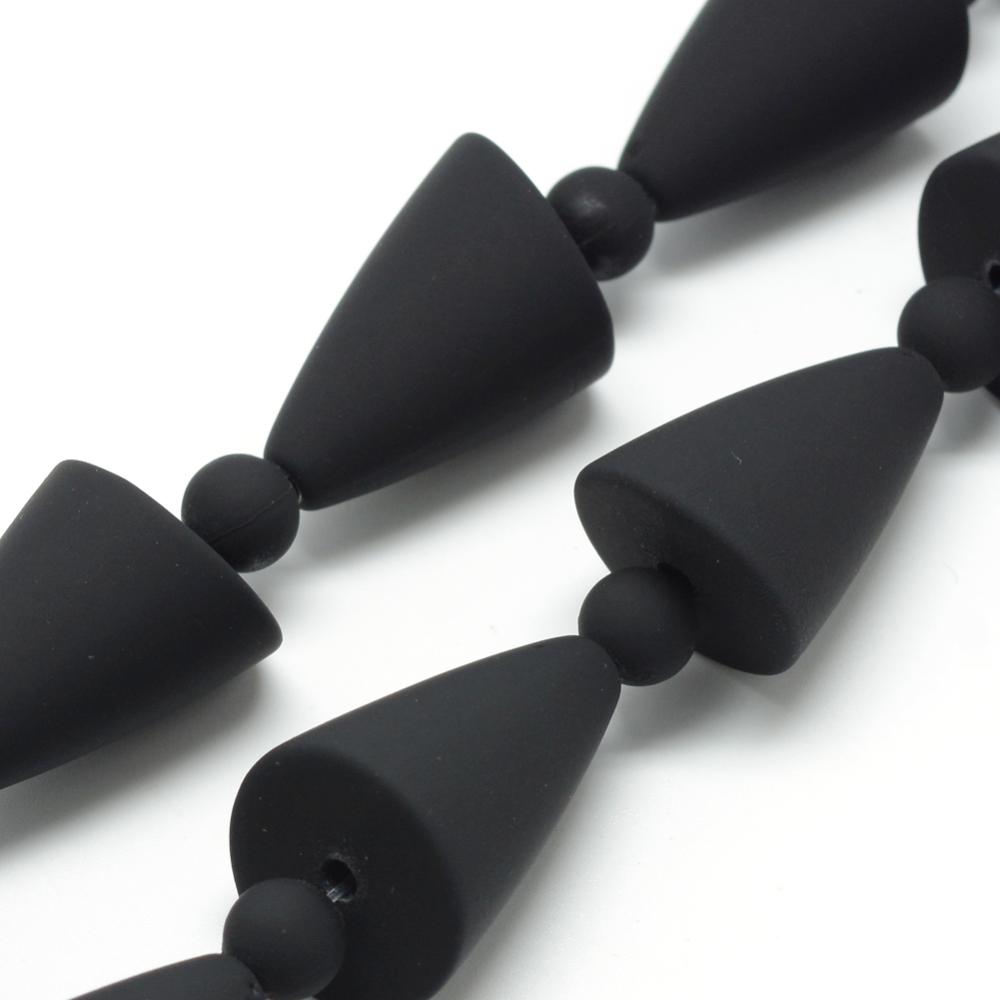 PandaHall Rubberized Style Acrylic Beads Strands, Cone, Black, 28x18mm, Hole: 3mm Acrylic Cone Black
