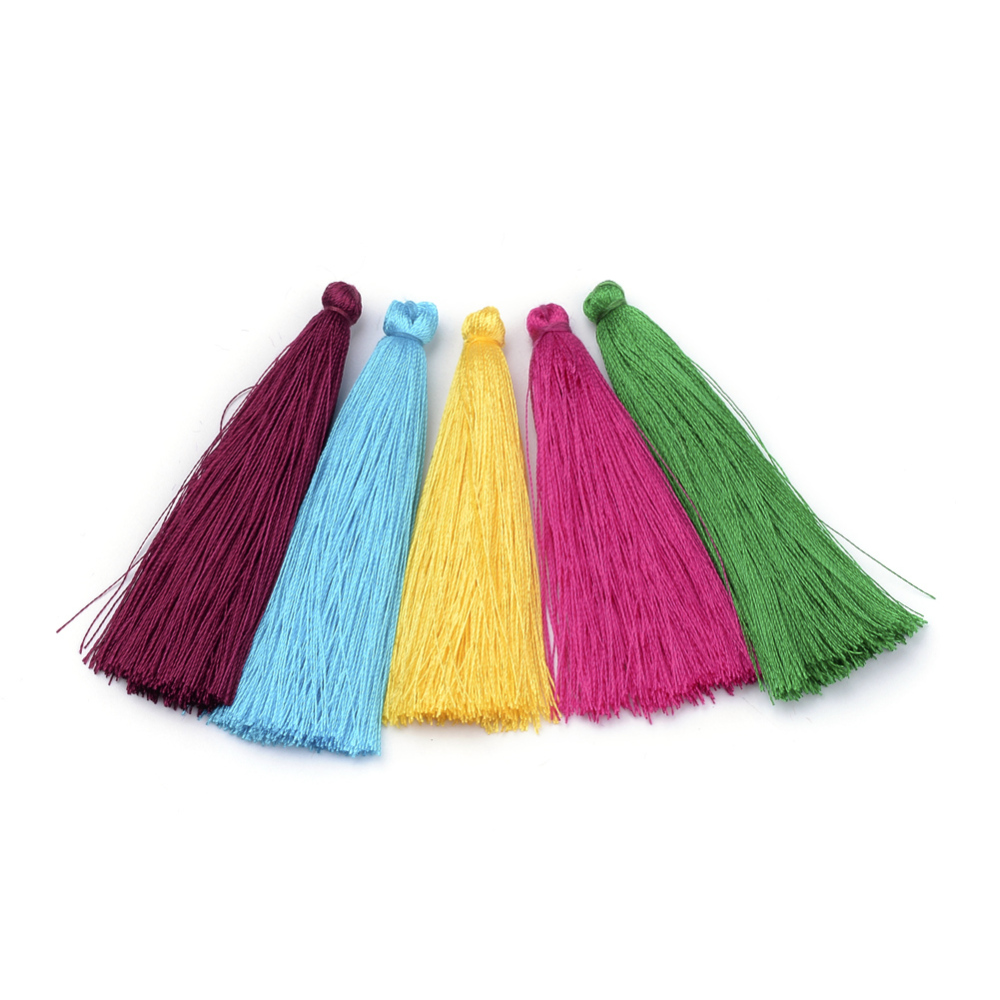 PandaHall Nylon Tassel Big Pendant Decorations, 70~80x8~10mm, Mixed Color, 70~80x8~10mm Nylon Multicolor
