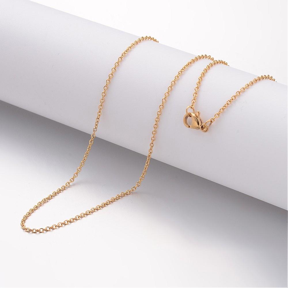PandaHall 304 Stainless Steel Necklace Making, Cable Chains, with Lobster Clasps, Golden, 19.69"(500mm); 1.5mm Stainless Steel