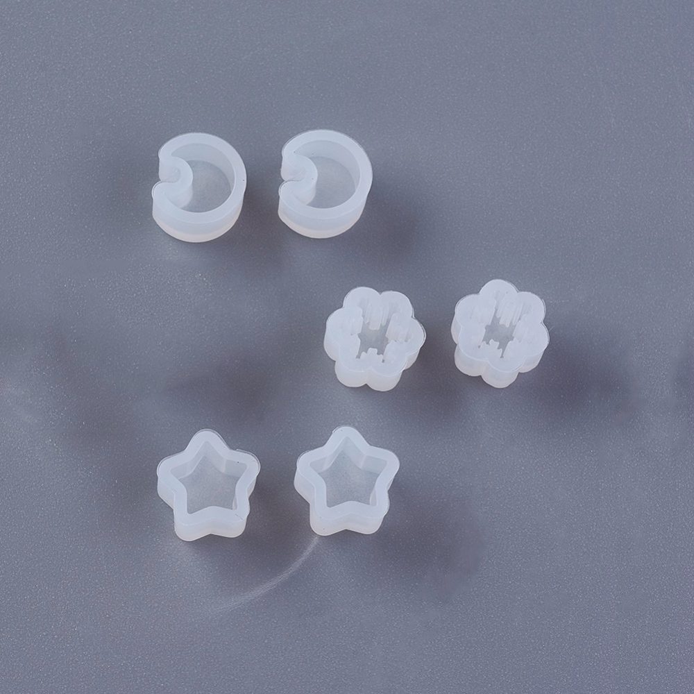 PandaHall Silicone Moulds, Mixed Shape, Clear, 8~8.5x7.5~8x5mm; Inner size: 6mm Silicone Clear
