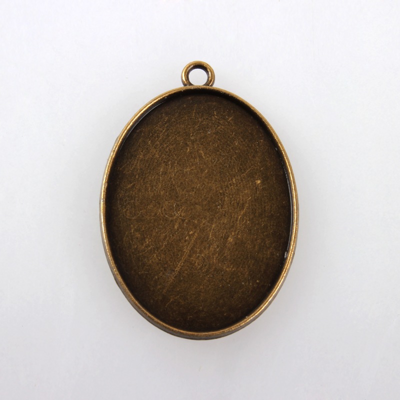 PandaHall Tibetan Alloy Carved Human & Dog Double Sided Pendant Cabochon Bezel Settings, Nickel Free, Antique Bronze, Oval Tray: 40x30mm;...