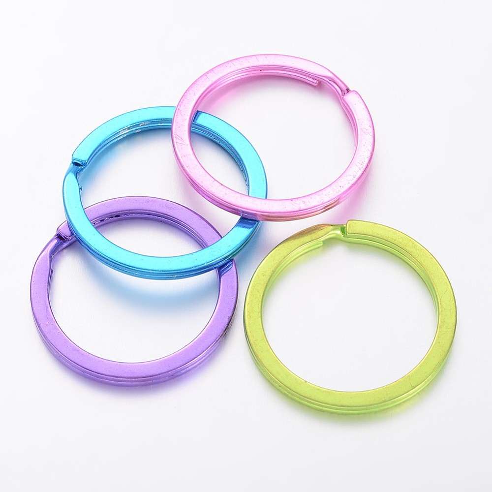 PandaHall Iron Plating Key Clasp Findings, Key Chain Ring Findings, Mixed Color, 33x3mm Iron Ring Multicolor