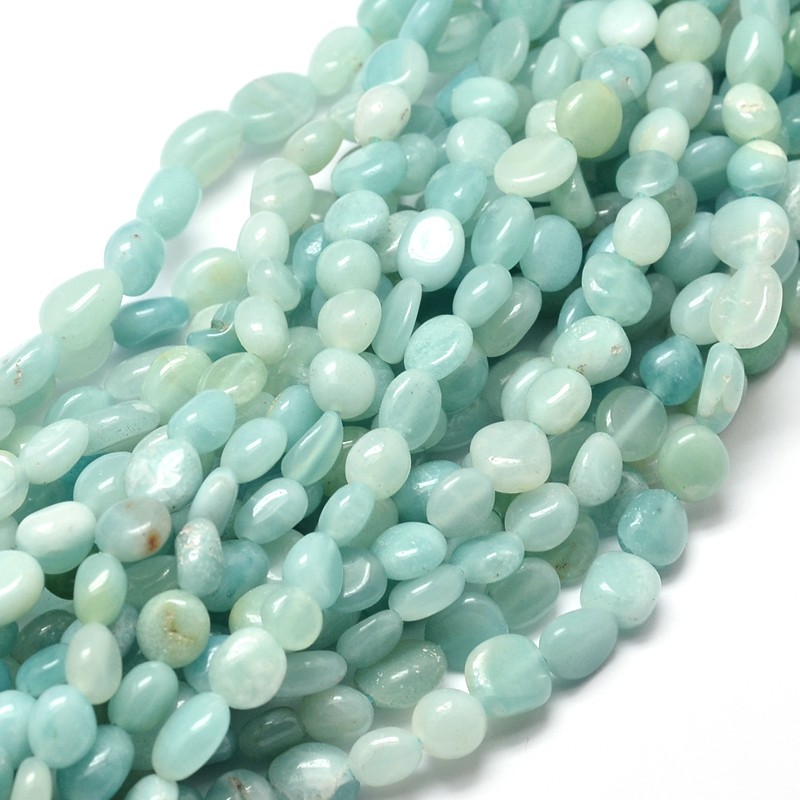 PandaHall Natural Amazonite Nuggets Beads Strands, 5~10x6~7x3~7mm, hole: 1mm; about 14.9"~15.7" Amazonite Nuggets