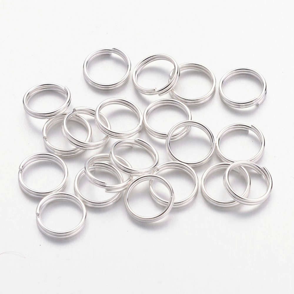 PandaHall Iron Split Rings, Silver, 8x0.7mm; about 7.3mm inner diameter; about 6.6mm inner diameter, about 71pcs/10g Iron Round Silver