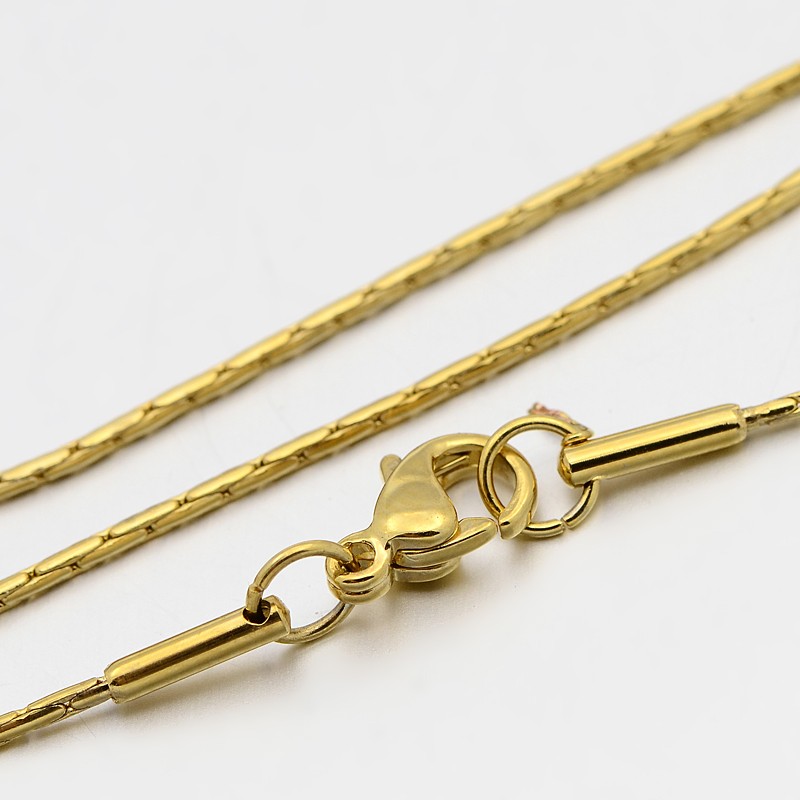 PandaHall 304 Stainless Steel Boston Chain Necklaces, with Lobster Claw Clasps, Golden, 18.1"(46cm), 1mm Stainless Steel