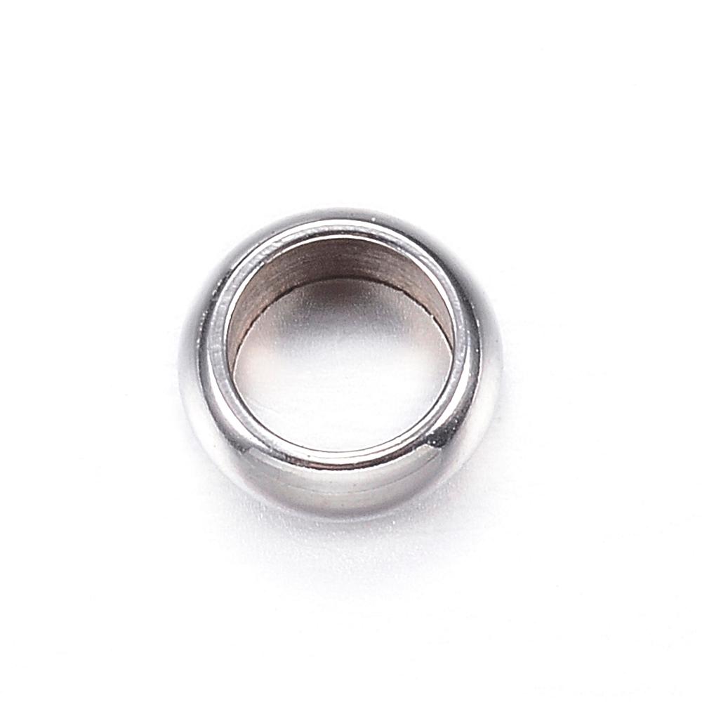 PandaHall 304 Stainless Steel Beads, Ring, Stainless Steel Color, 6x2.5mm, Hole: 4mm Stainless Steel Ring