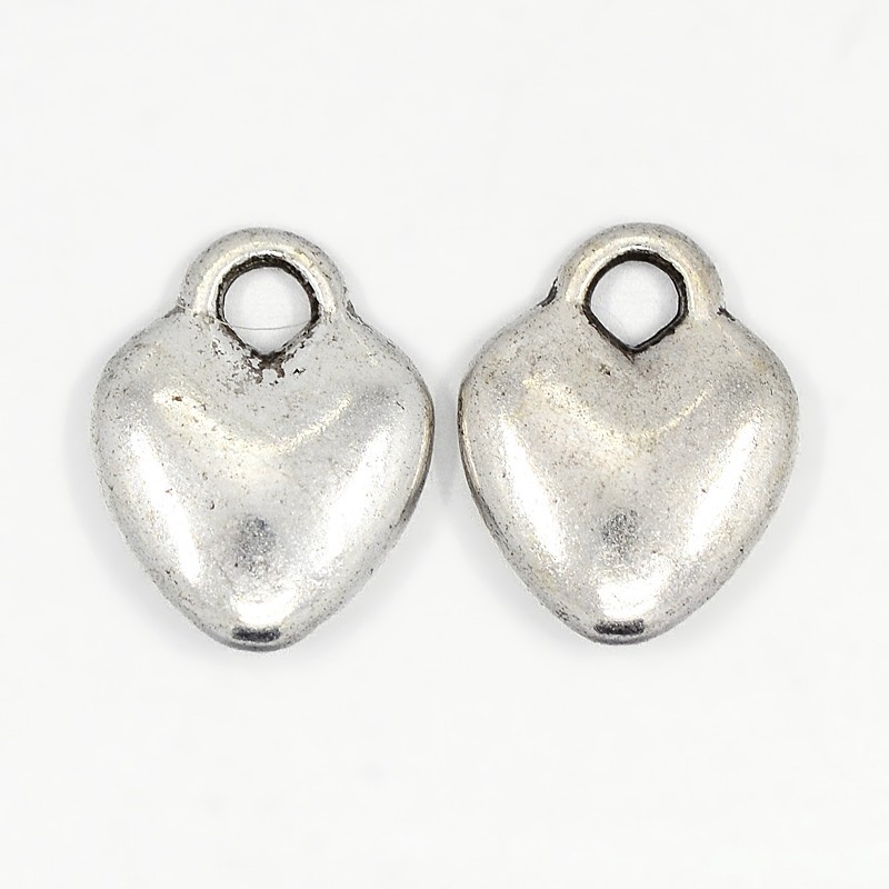 PandaHall Tibetan Style Simple Heart Charms, Lead Free and Cadmium Free, Antique Silver, 10mm long, 8mm wide, 2.5mm thick hole: 2mm Alloy...